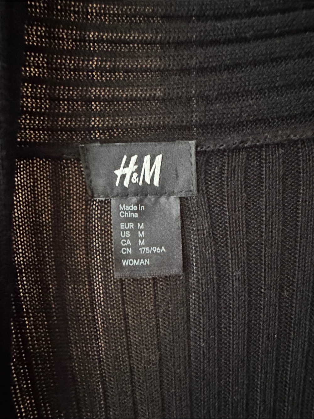 H&M Black Ribbed Open-Front Cardigan - Picture 4 of 7